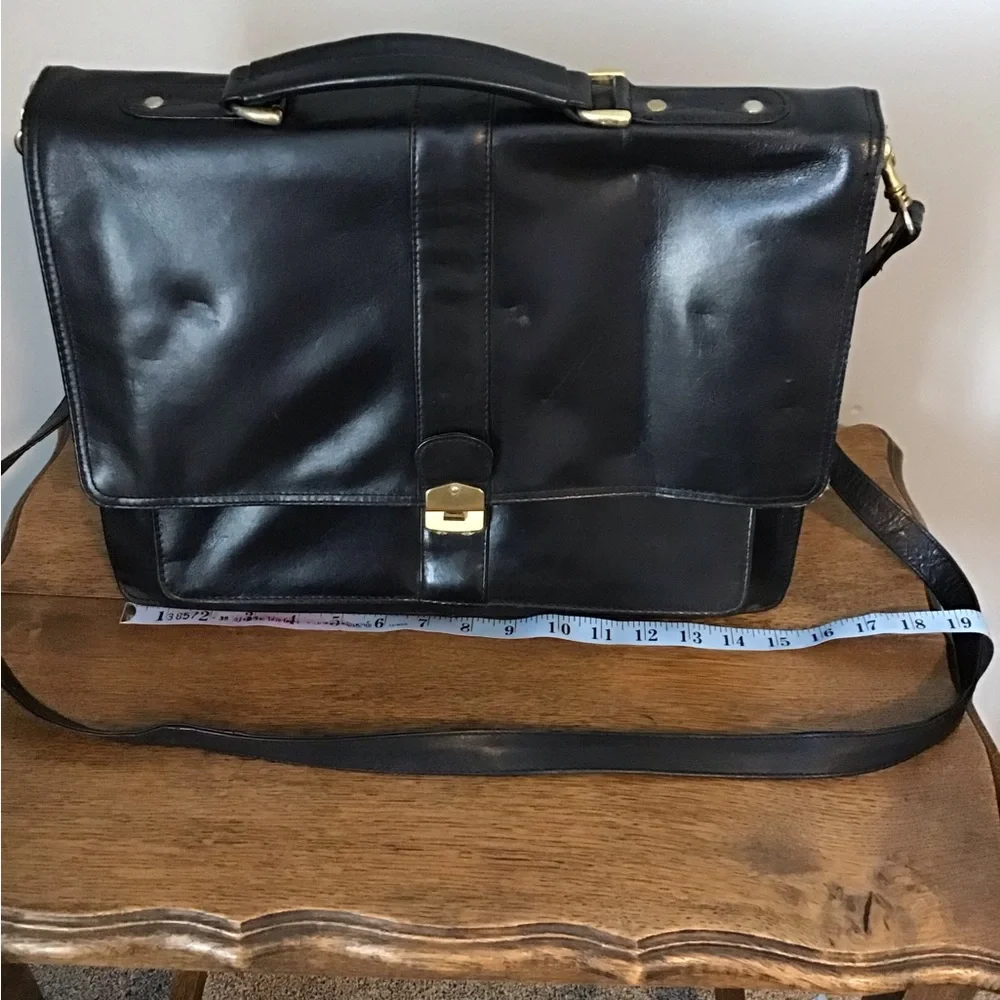 Large Black Leather Unisex Briefcase